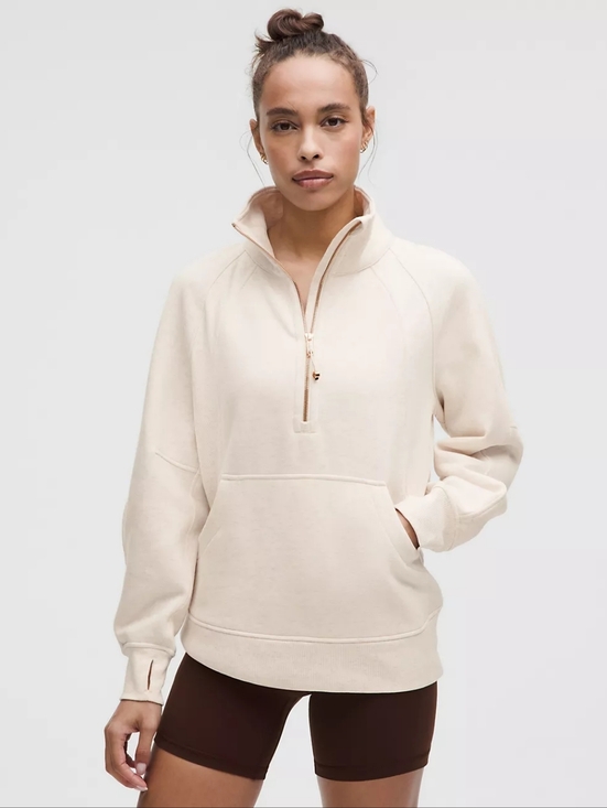 lululemon athletica Tops - lululemon athletica Cream Half‑Zip Sweatshirt Hoodie